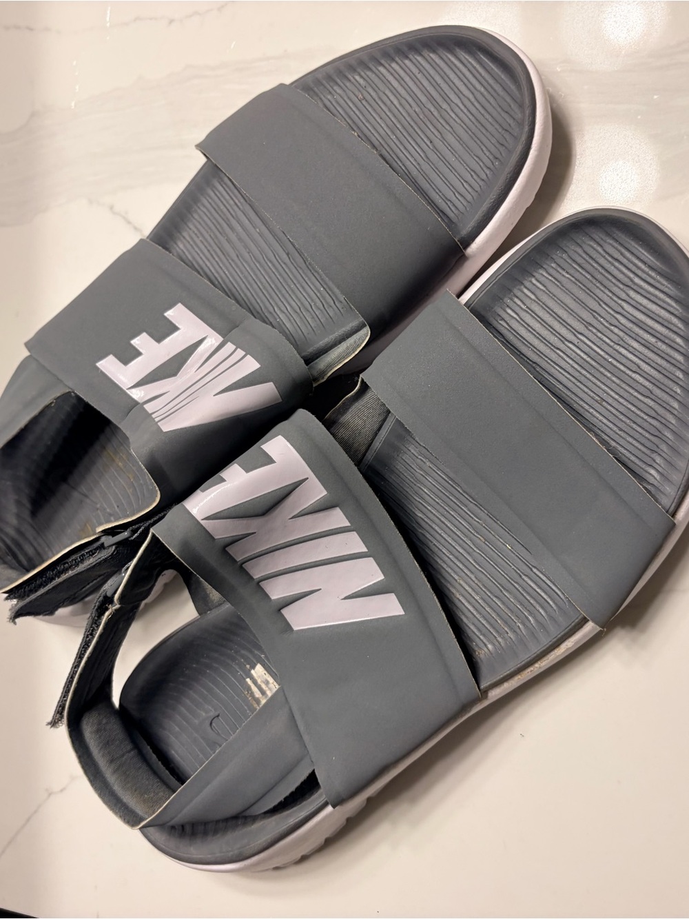 Nike Women's Black and White Slide Sandals